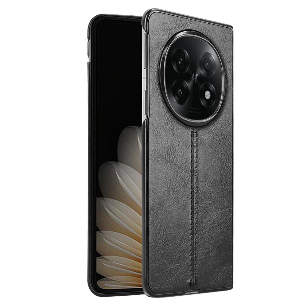 OPPO Find N5 Cow Pattern Sewing Back Cover Phone Case - Premium PU Leather Texture PC + TPU Shockproof Protective Case, Scratch Resistant Slim Lightweight Anti-Fingerprint Full Coverage Mobile Cover