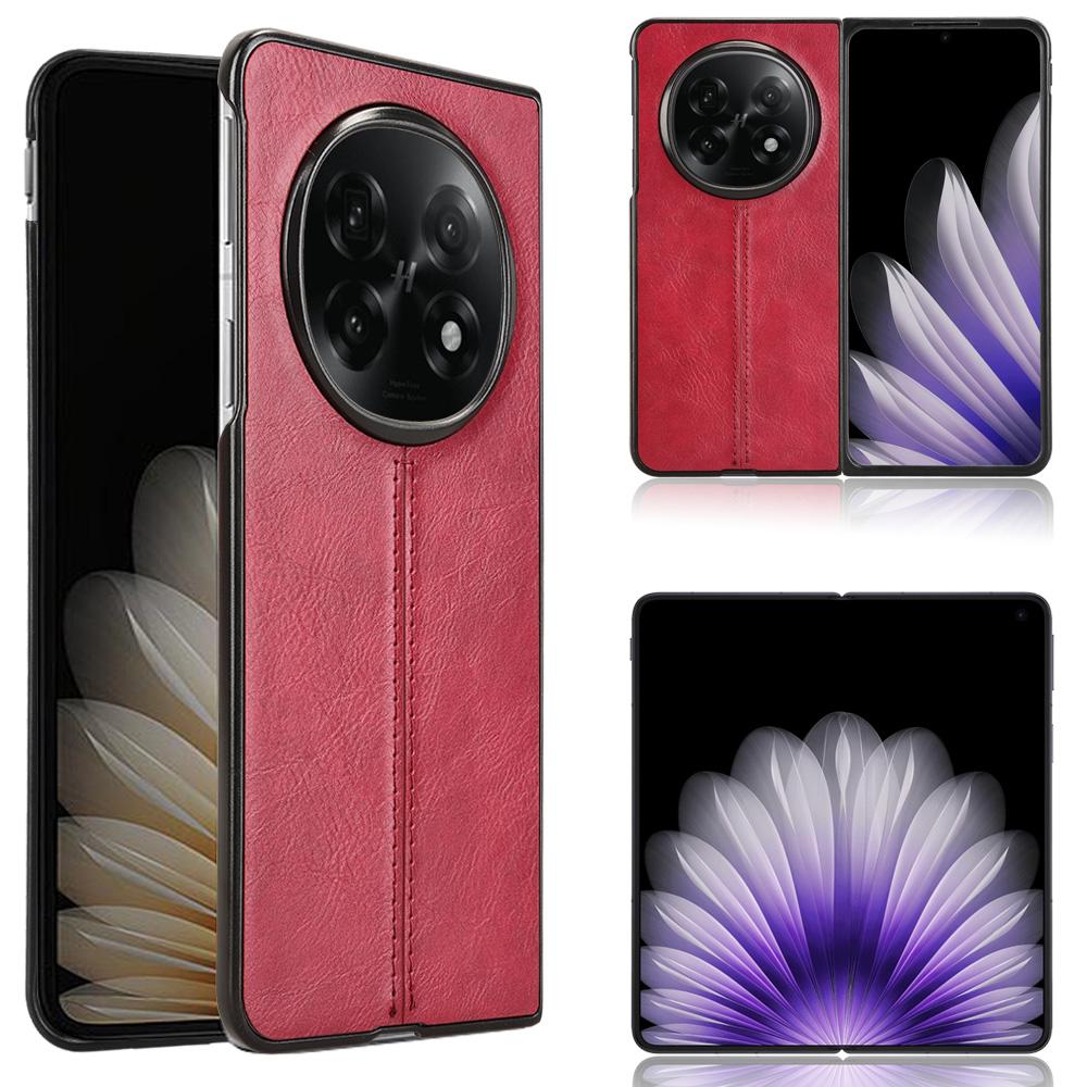OPPO Find N5 Cow Pattern Sewing Back Cover Phone Case - Premium PU Leather Texture PC + TPU Shockproof Protective Case, Scratch Resistant Slim Lightweight Anti-Fingerprint Full Coverage Mobile Cover