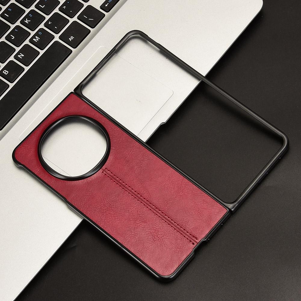 OPPO Find N5 Cow Pattern Sewing Back Cover Phone Case - Premium PU Leather Texture PC + TPU Shockproof Protective Case, Scratch Resistant Slim Lightweight Anti-Fingerprint Full Coverage Mobile Cover