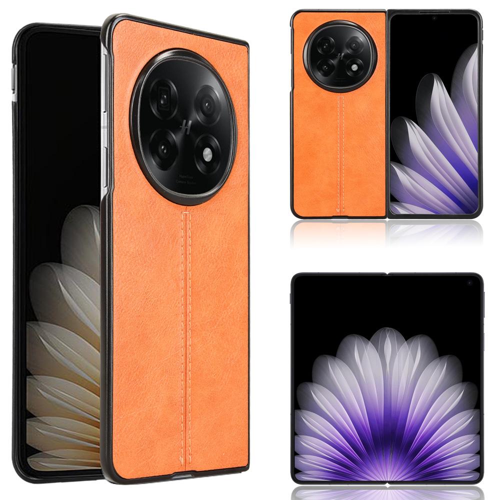 OPPO Find N5 Cow Pattern Sewing Back Cover Phone Case - Premium PU Leather Texture PC + TPU Shockproof Protective Case, Scratch Resistant Slim Lightweight Anti-Fingerprint Full Coverage Mobile Cover