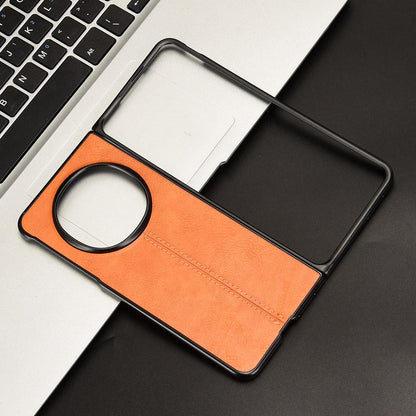 OPPO Find N5 Cow Pattern Sewing Back Cover Phone Case - Premium PU Leather Texture PC + TPU Shockproof Protective Case, Scratch Resistant Slim Lightweight Anti-Fingerprint Full Coverage Mobile Cover