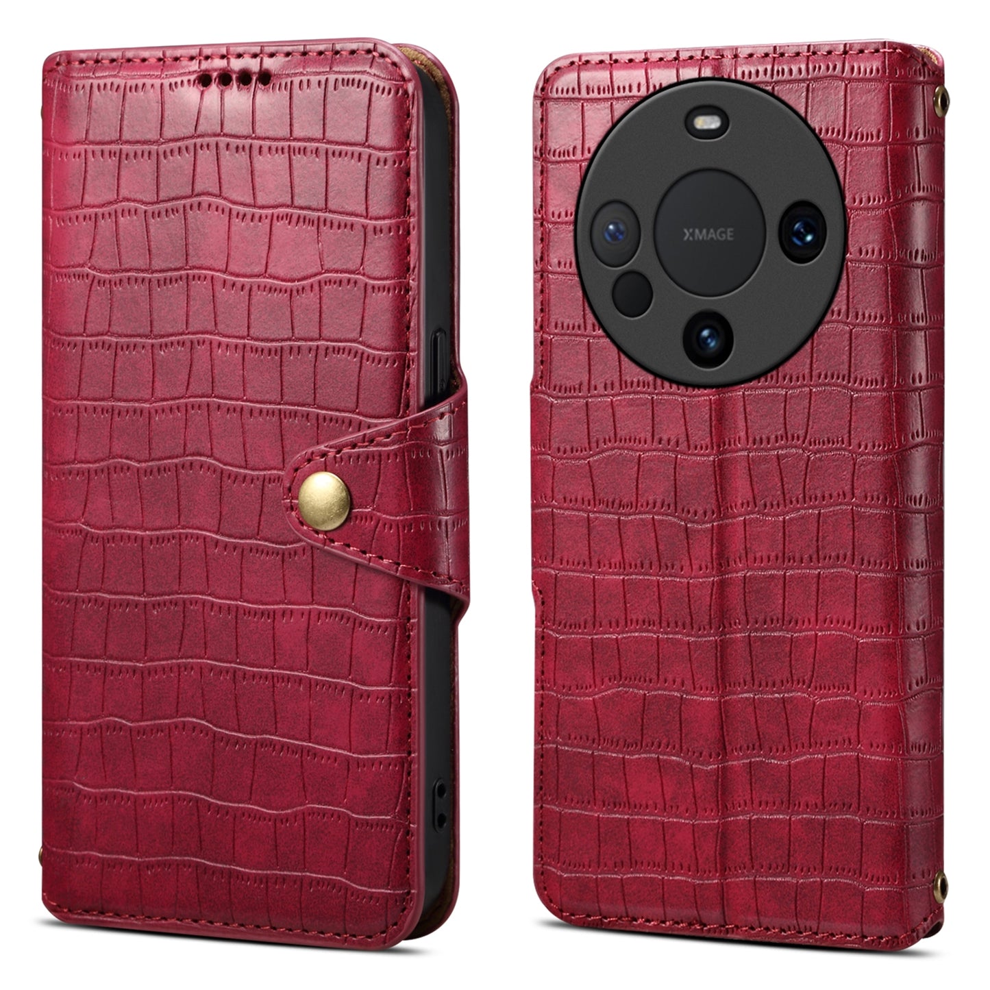 Huawei Mate 60 Denior Crocodile Texture Oil Edge Leather Phone Case with Card Wallet and Kickstand