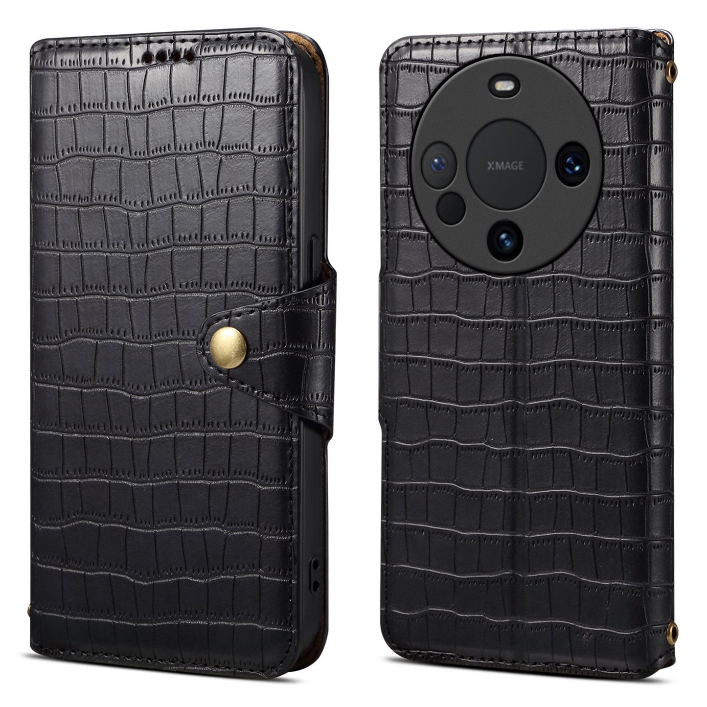 Huawei Mate 60 Denior Crocodile Texture Oil Edge Leather Phone Case with Card Wallet and Kickstand