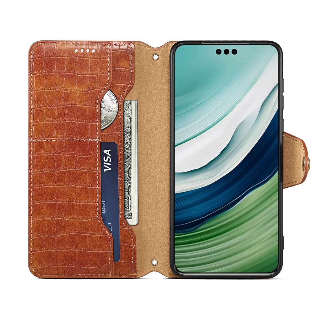 Huawei Mate 60 Pro+ Denior Crocodile Texture Oil Edge Leather Phone Case with Card Wallet and Kickstand