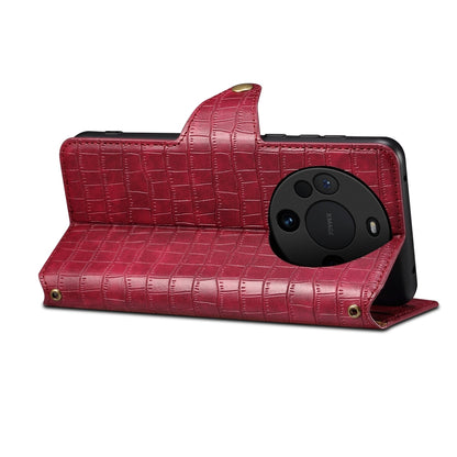 Huawei Mate 60 Pro+ Denior Crocodile Texture Oil Edge Leather Phone Case with Card Wallet and Kickstand