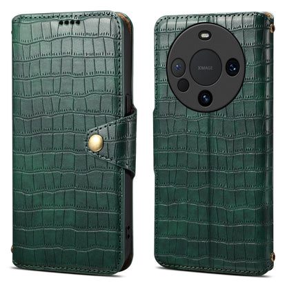 Huawei Mate 60 Pro Denior Crocodile Texture Oil Edge Leather Phone Case with Card Wallet and Kickstand