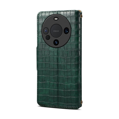 Huawei Mate 60 Pro+ Denior Crocodile Texture Oil Edge Leather Phone Case with Card Wallet and Kickstand