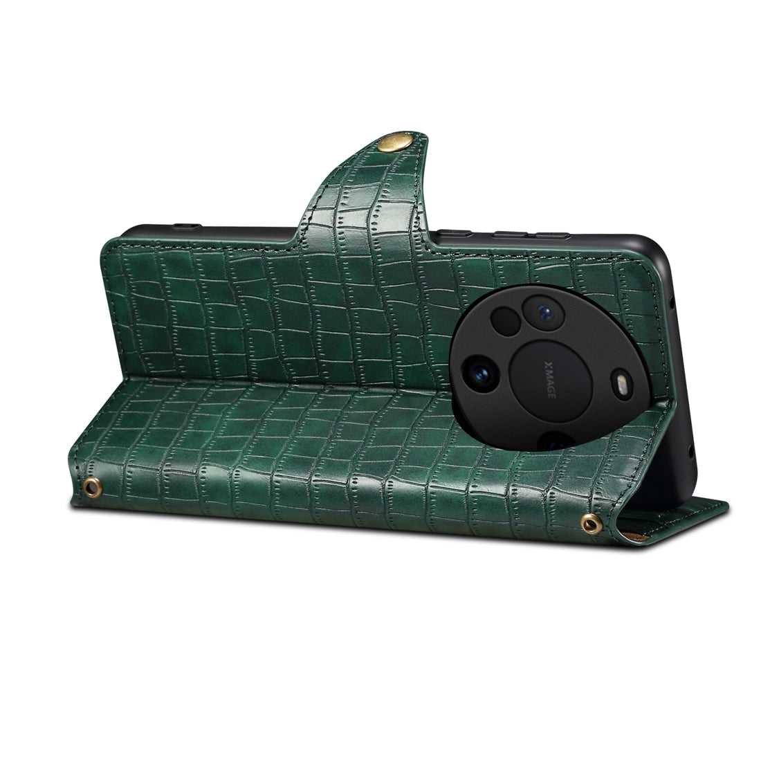 Huawei Mate 60 Pro Denior Crocodile Texture Oil Edge Leather Phone Case with Card Wallet and Kickstand