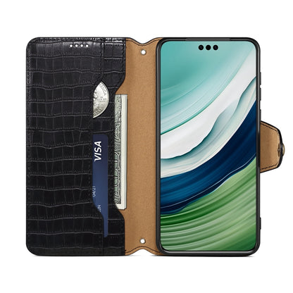 Huawei Mate 60 Pro Denior Crocodile Texture Oil Edge Leather Phone Case with Card Wallet and Kickstand