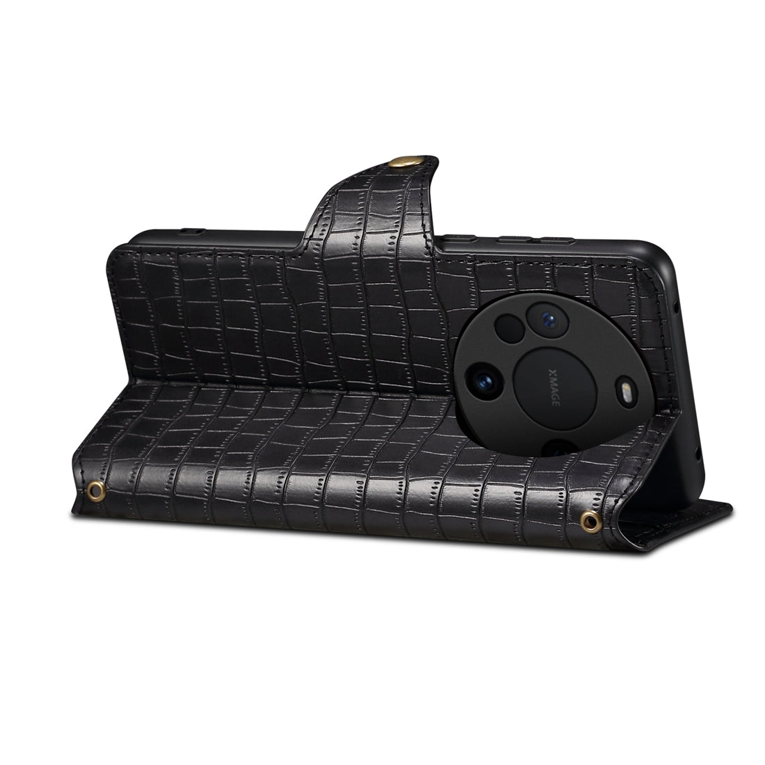 Huawei Mate 60 Pro+ Denior Crocodile Texture Oil Edge Leather Phone Case with Card Wallet and Kickstand