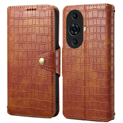 Huawei nova 11 Pro Denior Crocodile Texture Oil Edge Leather Phone Case with Card Wallet and Kickstand