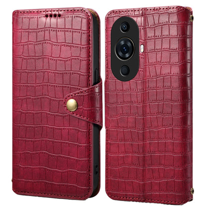 Huawei nova 11 Pro Denior Crocodile Texture Oil Edge Leather Phone Case with Card Wallet and Kickstand