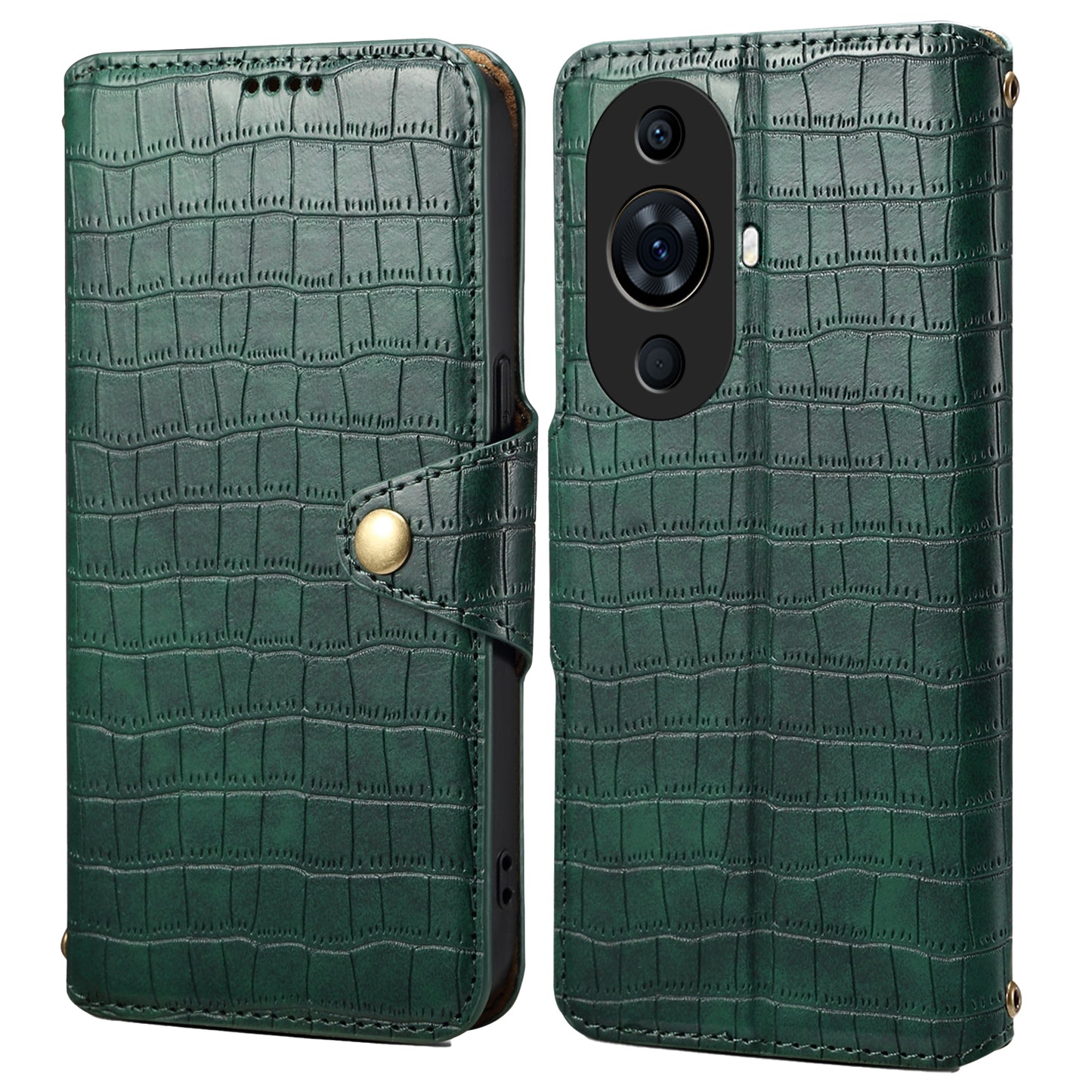 Huawei nova 11 Pro Denior Crocodile Texture Oil Edge Leather Phone Case with Card Wallet and Kickstand