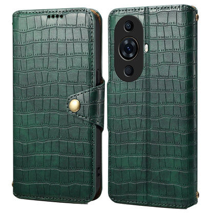 Huawei nova 11 Pro Denior Crocodile Texture Oil Edge Leather Phone Case with Card Wallet and Kickstand