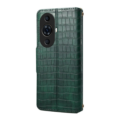 Huawei nova 11 Pro Denior Crocodile Texture Oil Edge Leather Phone Case with Card Wallet and Kickstand