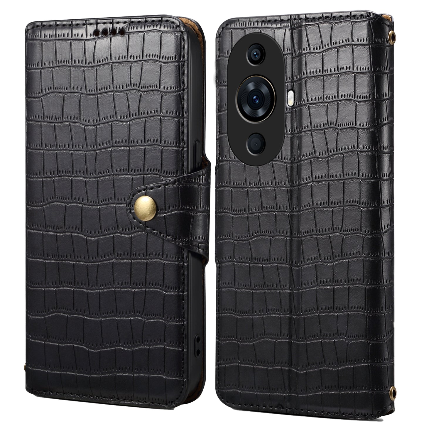 Huawei nova 11 Pro Denior Crocodile Texture Oil Edge Leather Phone Case with Card Wallet and Kickstand