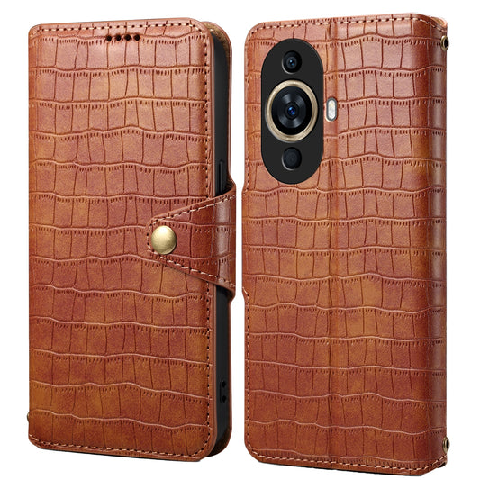 Huawei nova 11 Denior Crocodile Texture Oil Edge Leather Phone Case with Card Wallet and Kickstand