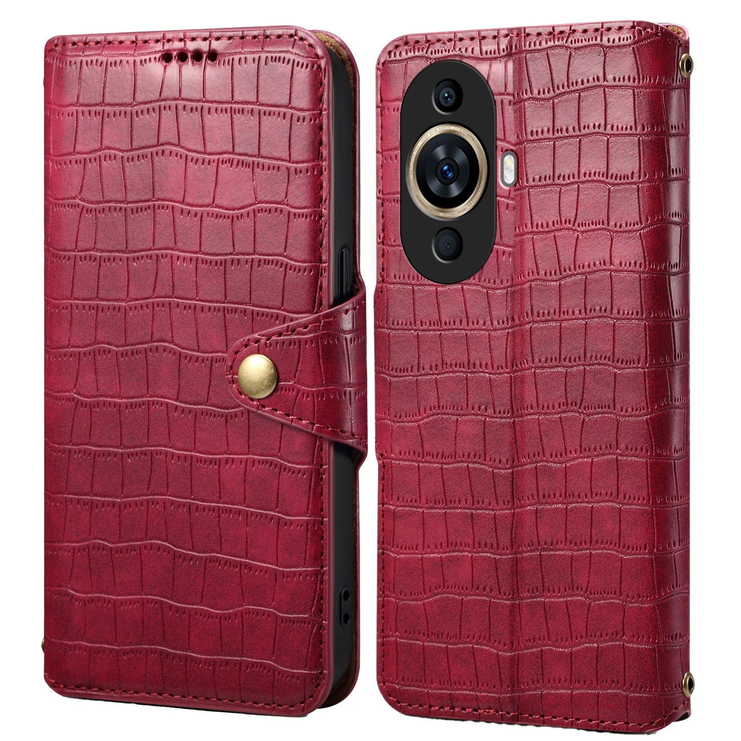 Huawei nova 11 Denior Crocodile Texture Oil Edge Leather Phone Case with Card Wallet and Kickstand