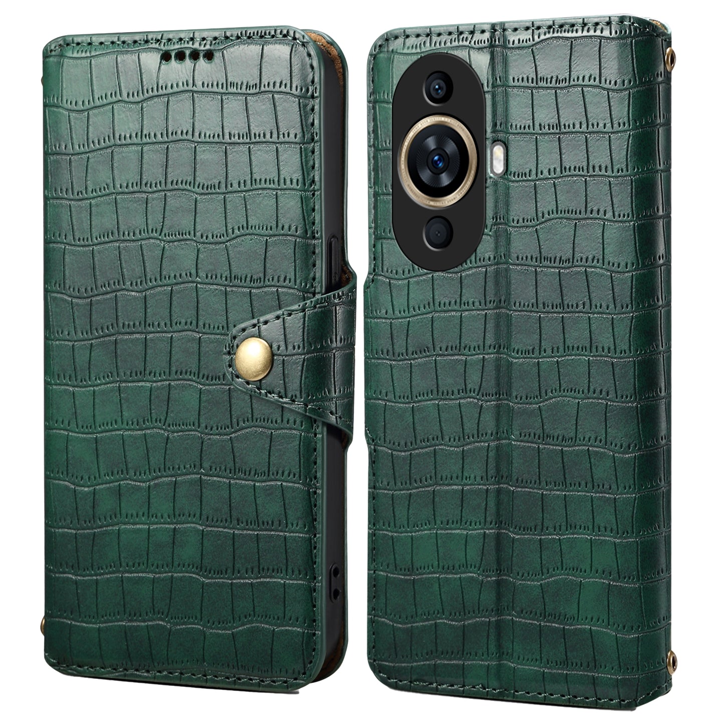 Huawei nova 11 Denior Crocodile Texture Oil Edge Leather Phone Case with Card Wallet and Kickstand