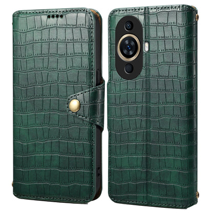 Huawei nova 11 Denior Crocodile Texture Oil Edge Leather Phone Case with Card Wallet and Kickstand