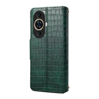 Huawei nova 11 Denior Crocodile Texture Oil Edge Leather Phone Case with Card Wallet and Kickstand