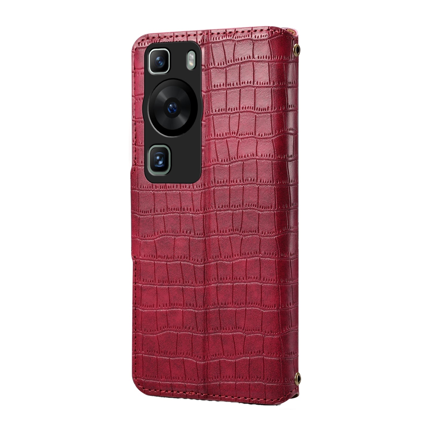 Huawei P60 Denior Crocodile Texture Oil Edge Leather Phone Case with Card Wallet and Kickstand