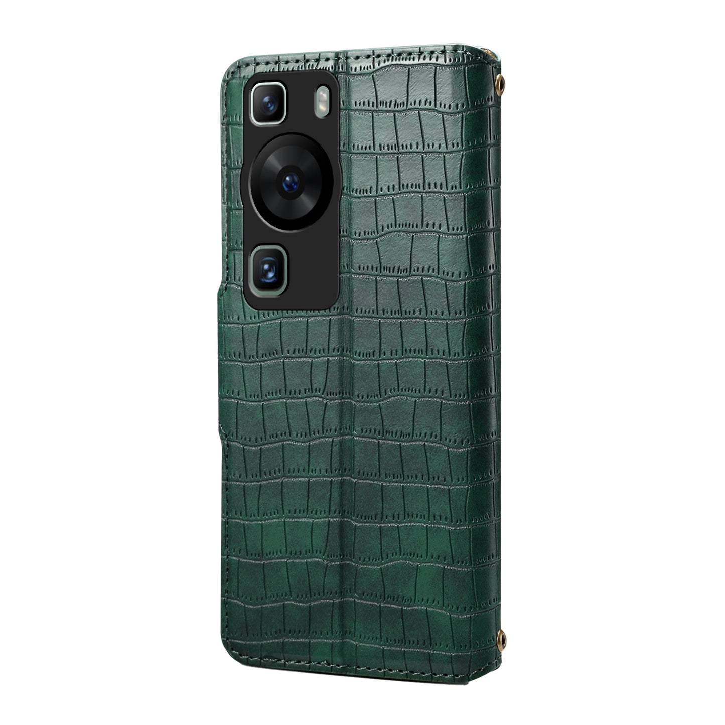 Huawei P60 Denior Crocodile Texture Oil Edge Leather Phone Case with Card Wallet and Kickstand