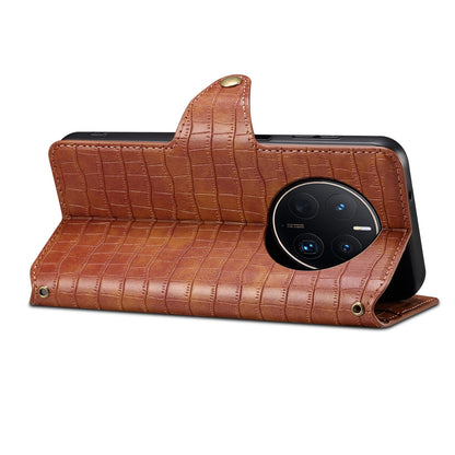 Huawei Mate 50 Pro Denior Crocodile Texture Oil Edge Leather Phone Case with Card Wallet and Kickstand