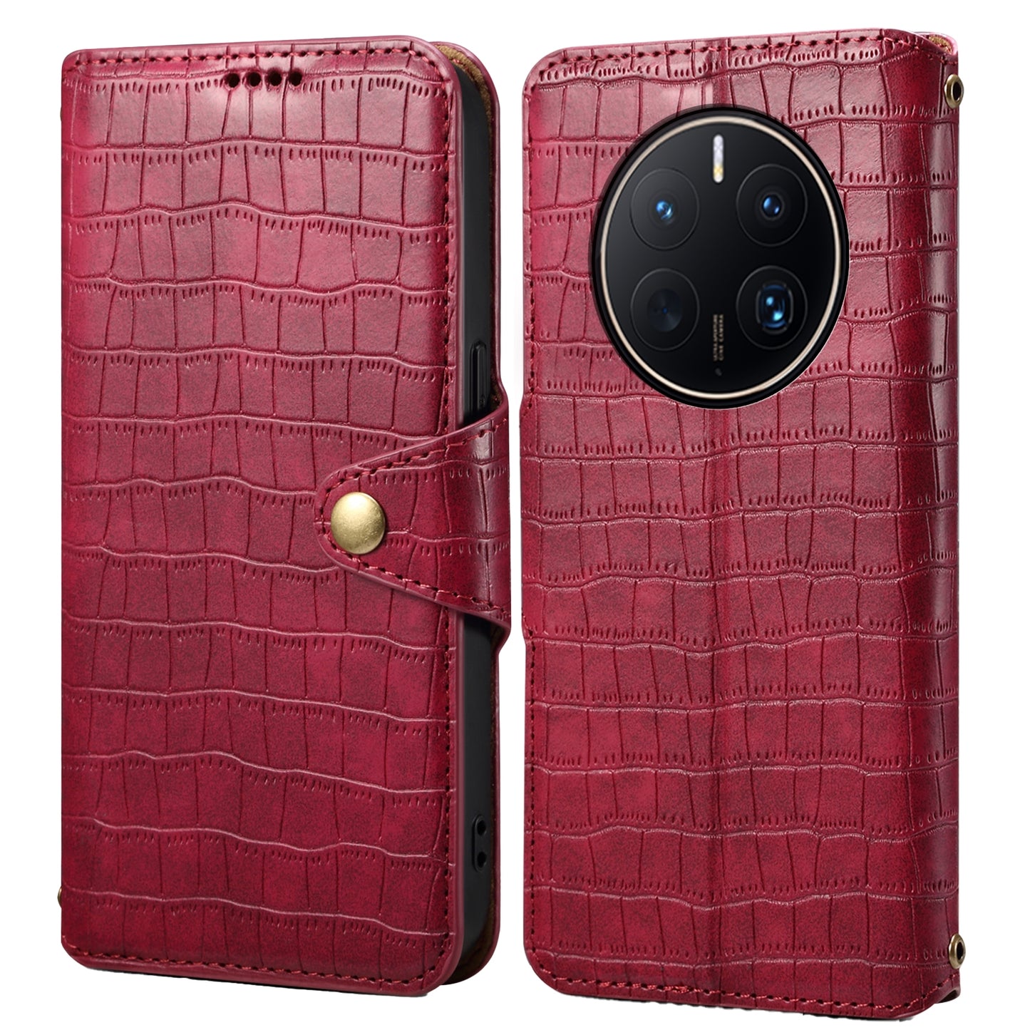 Huawei Mate 50 Pro Denior Crocodile Texture Oil Edge Leather Phone Case with Card Wallet and Kickstand