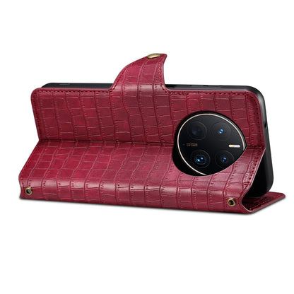 Huawei Mate 50 Pro Denior Crocodile Texture Oil Edge Leather Phone Case with Card Wallet and Kickstand