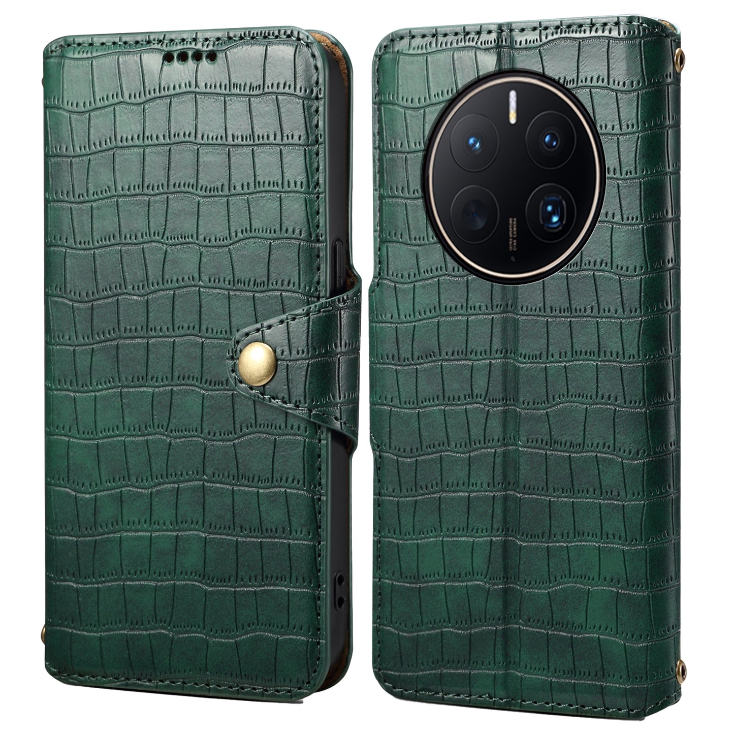 Huawei Mate 50 Pro Denior Crocodile Texture Oil Edge Leather Phone Case with Card Wallet and Kickstand