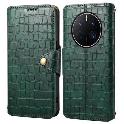 Huawei Mate 50 Pro Denior Crocodile Texture Oil Edge Leather Phone Case with Card Wallet and Kickstand