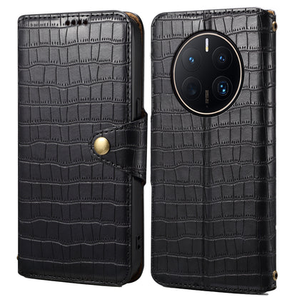 Huawei Mate 50 Pro Denior Crocodile Texture Oil Edge Leather Phone Case with Card Wallet and Kickstand