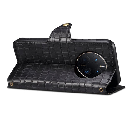 Huawei Mate 50 Pro Denior Crocodile Texture Oil Edge Leather Phone Case with Card Wallet and Kickstand