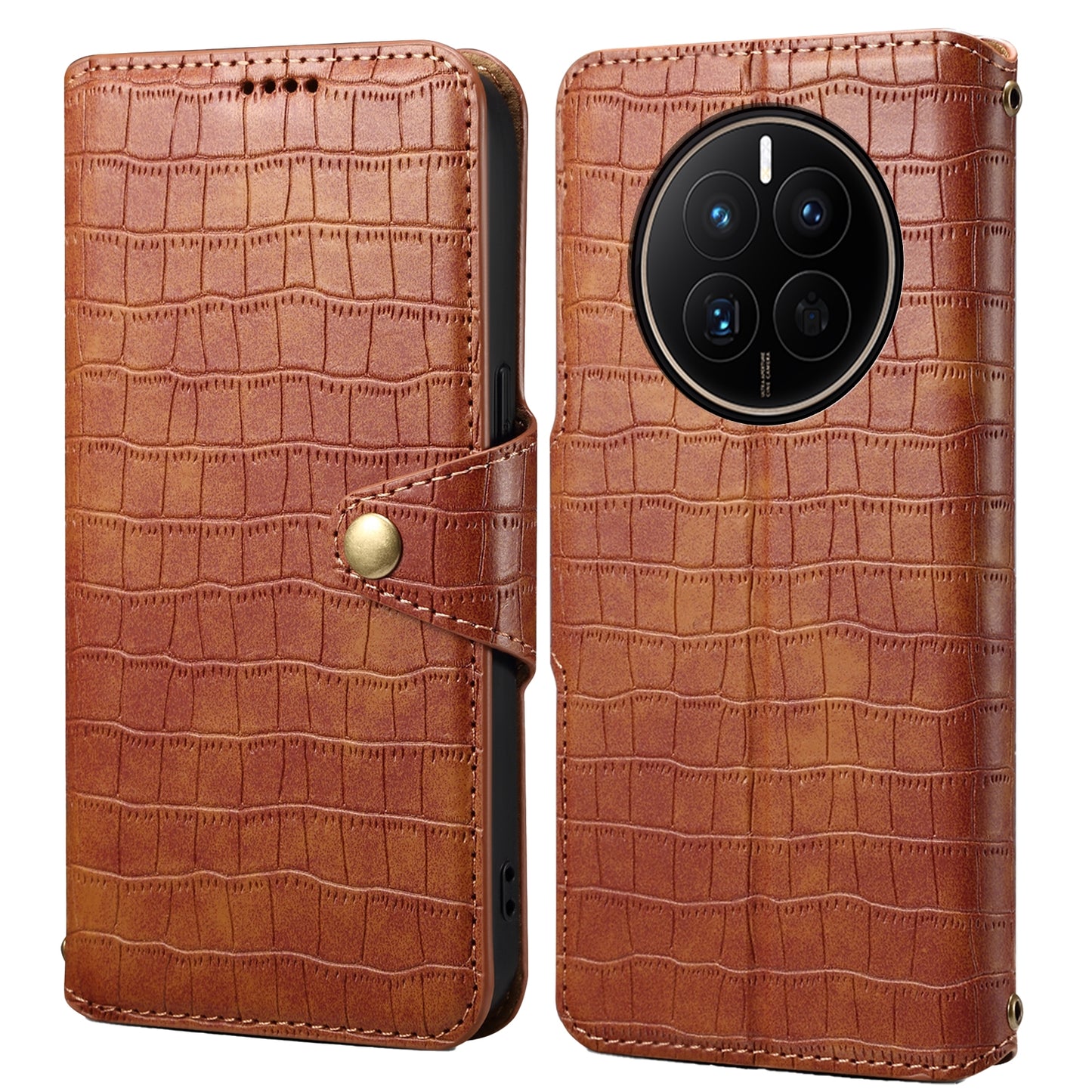 Huawei Mate 50 Denior Crocodile Texture Oil Edge Leather Phone Case with Card Wallet and Kickstand