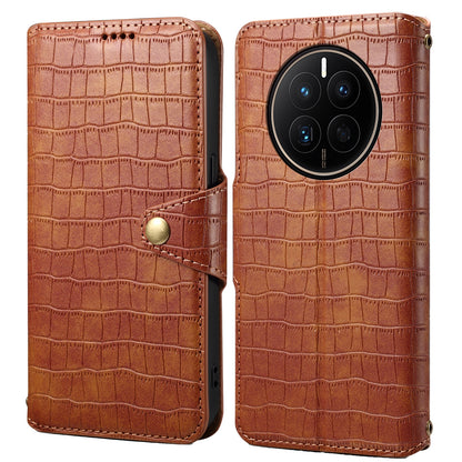 Huawei Mate 50 Denior Crocodile Texture Oil Edge Leather Phone Case with Card Wallet and Kickstand