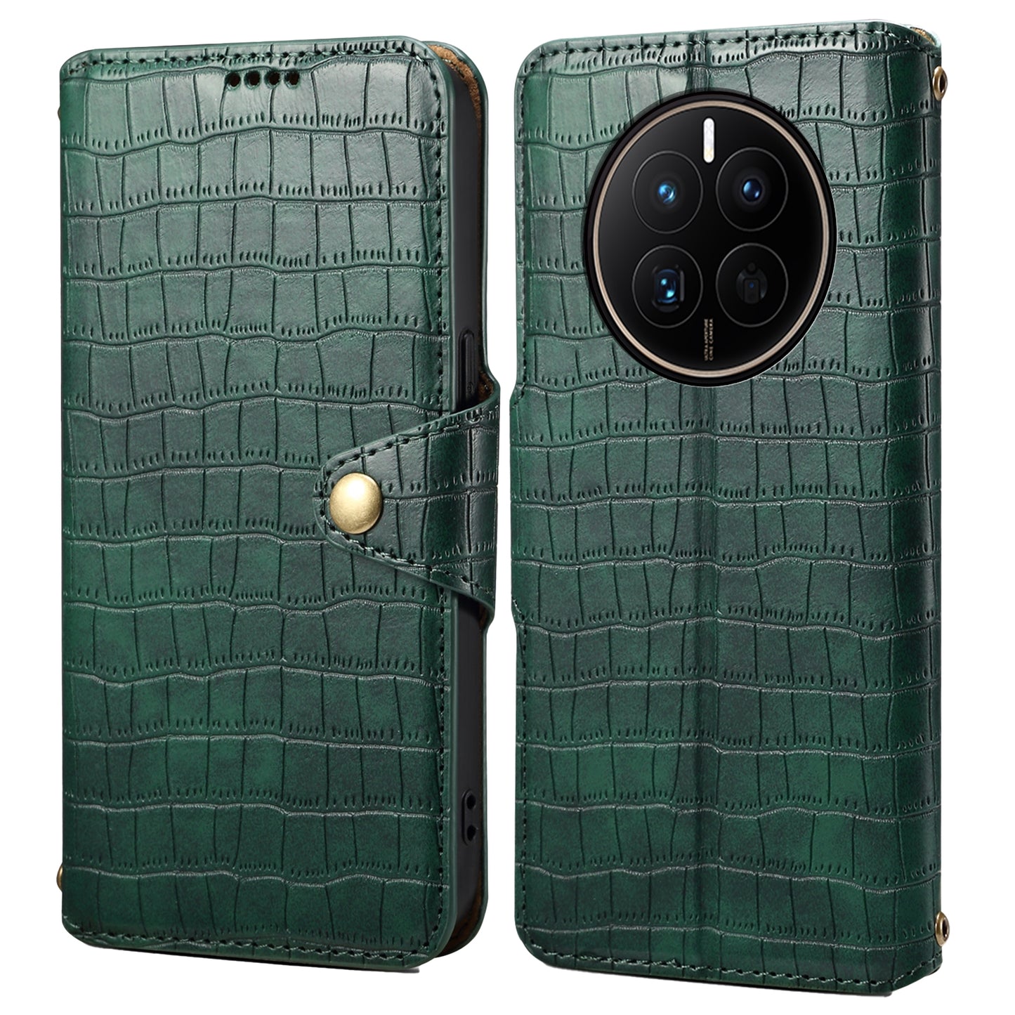 Huawei Mate 50 Denior Crocodile Texture Oil Edge Leather Phone Case with Card Wallet and Kickstand