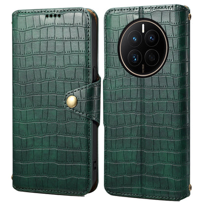Huawei Mate 50 Denior Crocodile Texture Oil Edge Leather Phone Case with Card Wallet and Kickstand