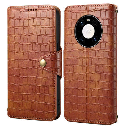Huawei Mate 40 Pro Denior Crocodile Texture Oil Edge Leather Phone Case with Card Wallet and Kickstand