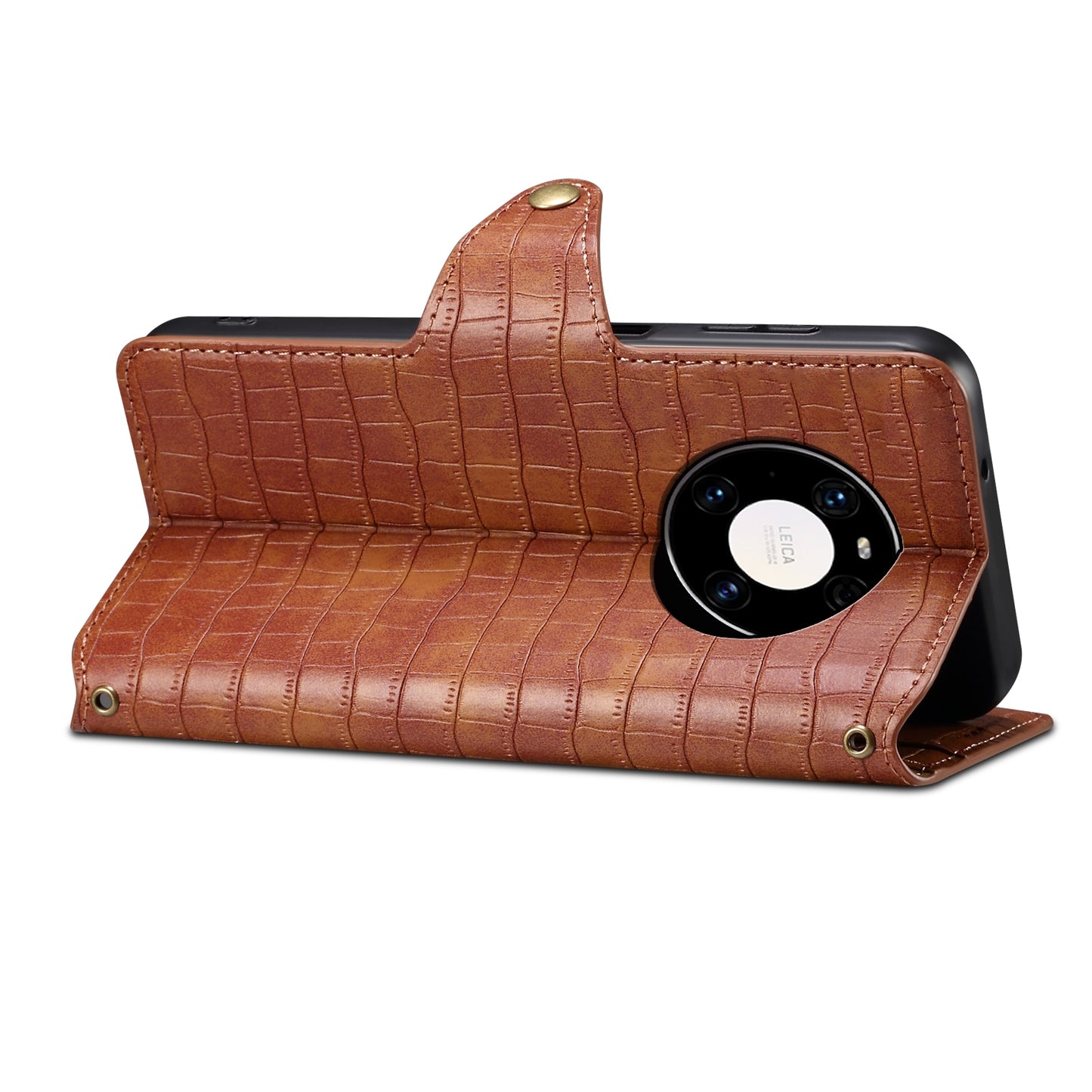 Huawei Mate 40 Pro Denior Crocodile Texture Oil Edge Leather Phone Case with Card Wallet and Kickstand