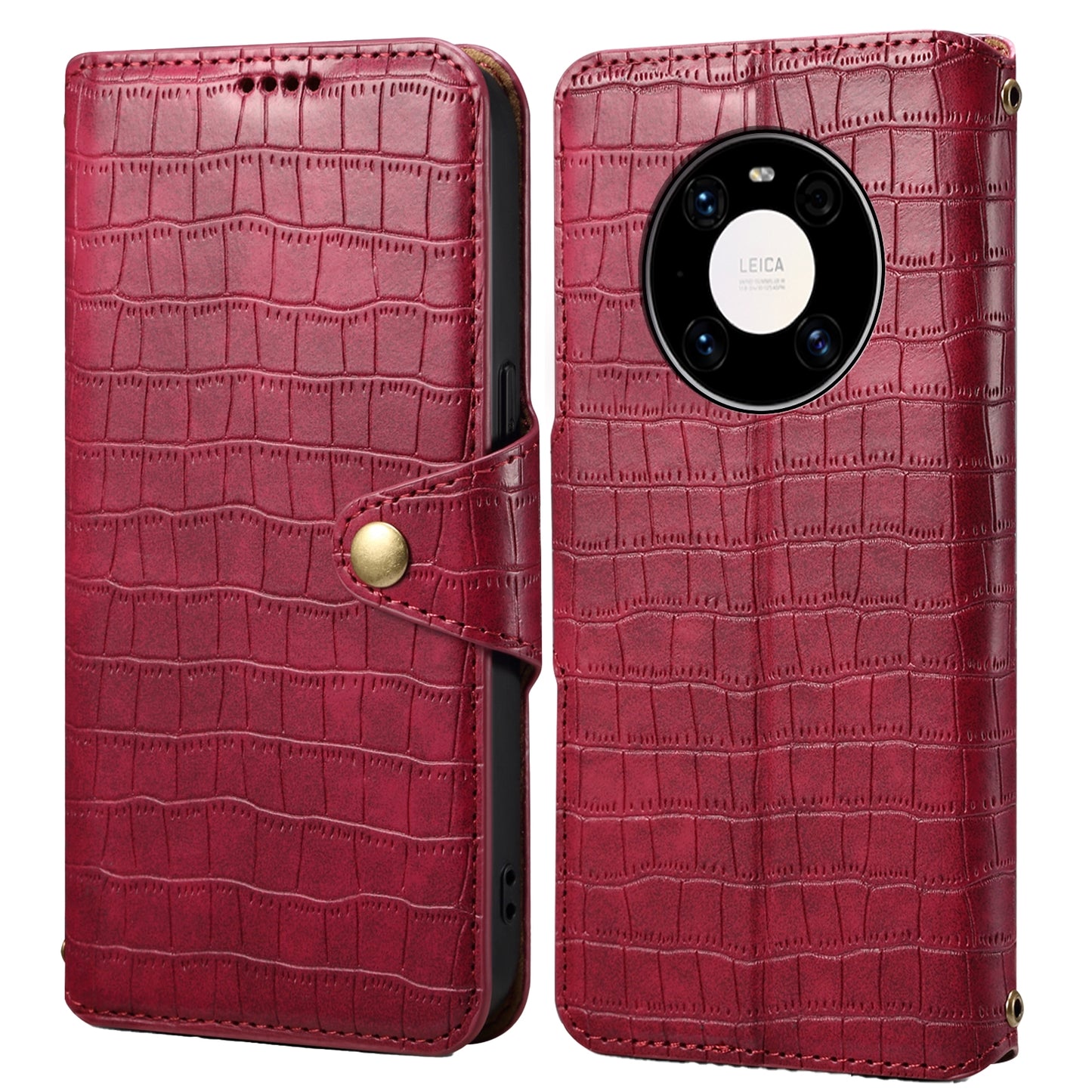 Huawei Mate 40 Pro Denior Crocodile Texture Oil Edge Leather Phone Case with Card Wallet and Kickstand