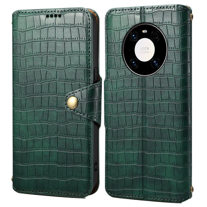 Huawei Mate 40 Pro Denior Crocodile Texture Oil Edge Leather Phone Case with Card Wallet and Kickstand