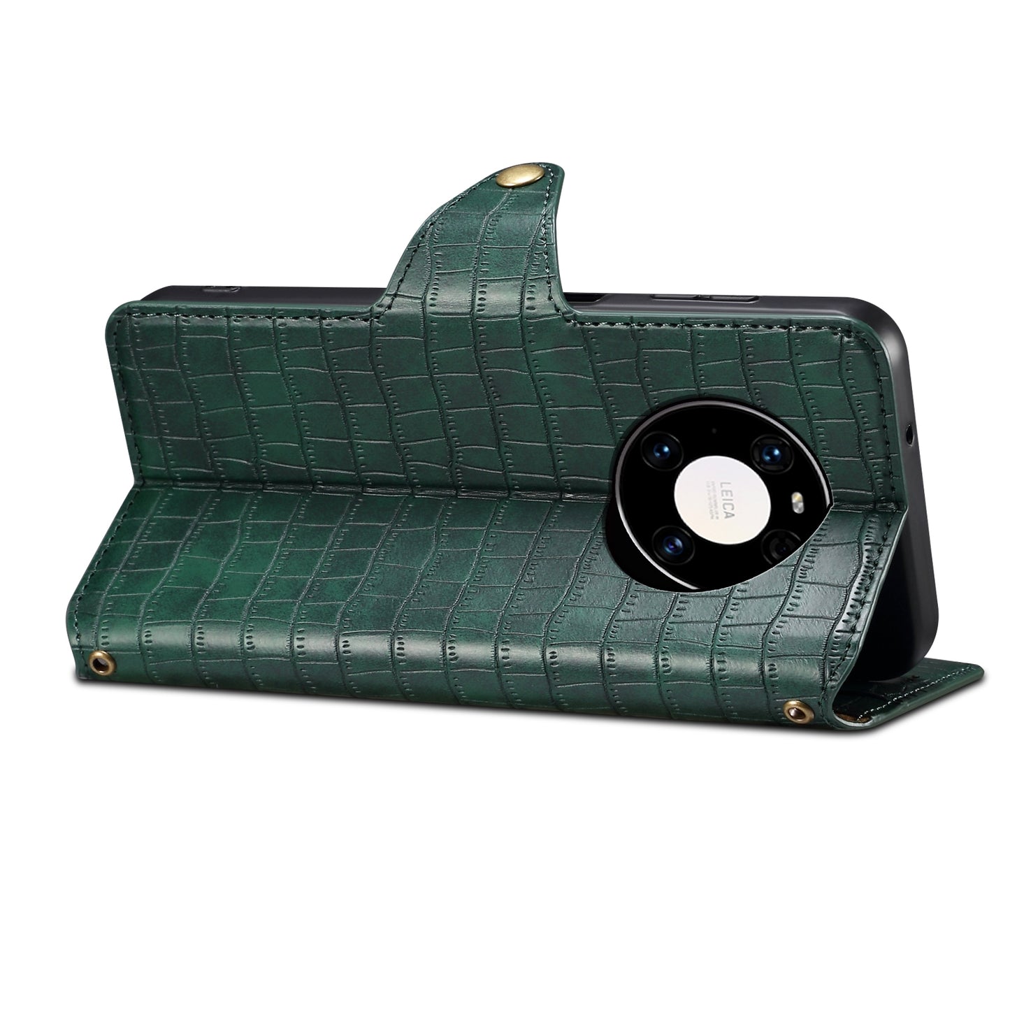 Huawei Mate 40 Pro Denior Crocodile Texture Oil Edge Leather Phone Case with Card Wallet and Kickstand