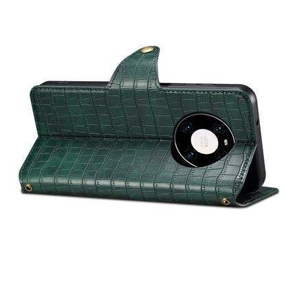 Huawei Mate 40 Pro Denior Crocodile Texture Oil Edge Leather Phone Case with Card Wallet and Kickstand