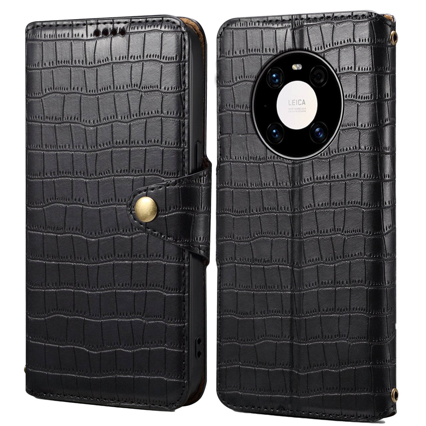 Huawei Mate 40 Pro Denior Crocodile Texture Oil Edge Leather Phone Case with Card Wallet and Kickstand