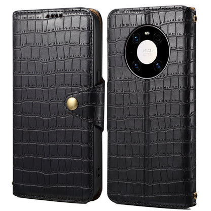 Huawei Mate 40 Pro Denior Crocodile Texture Oil Edge Leather Phone Case with Card Wallet and Kickstand