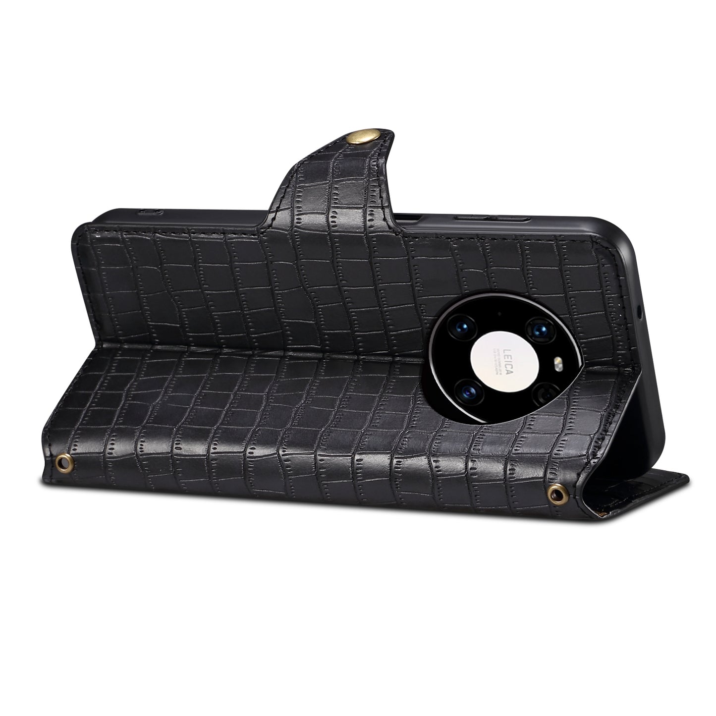 Huawei Mate 40 Pro Denior Crocodile Texture Oil Edge Leather Phone Case with Card Wallet and Kickstand