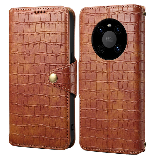 Huawei Mate 40 Denior Crocodile Texture Oil Edge Leather Phone Case with Card Wallet and Kickstand