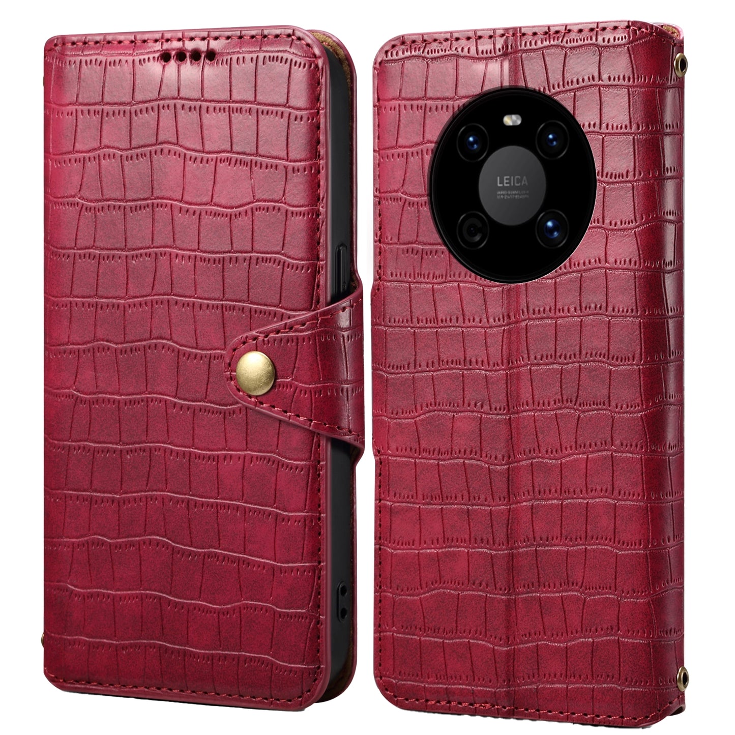 Huawei Mate 40 Denior Crocodile Texture Oil Edge Leather Phone Case with Card Wallet and Kickstand