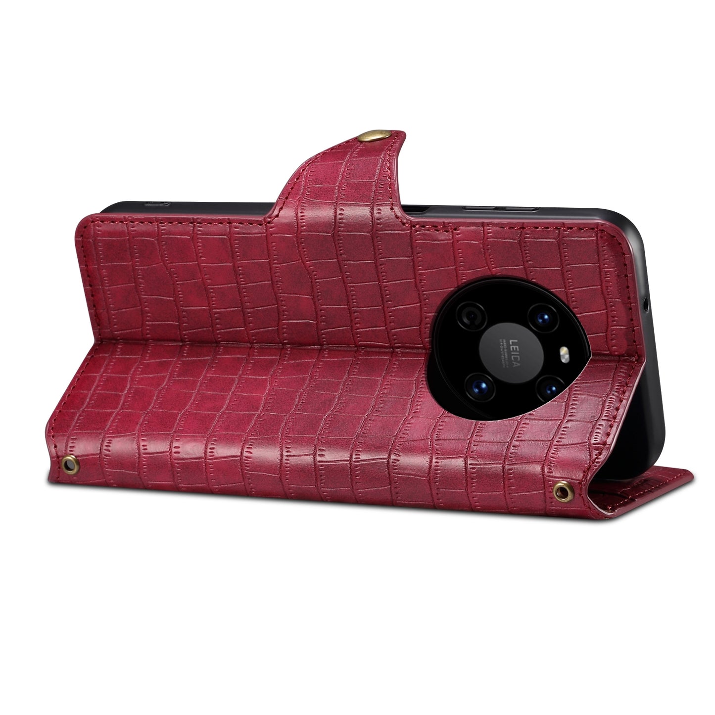 Huawei Mate 40 Denior Crocodile Texture Oil Edge Leather Phone Case with Card Wallet and Kickstand